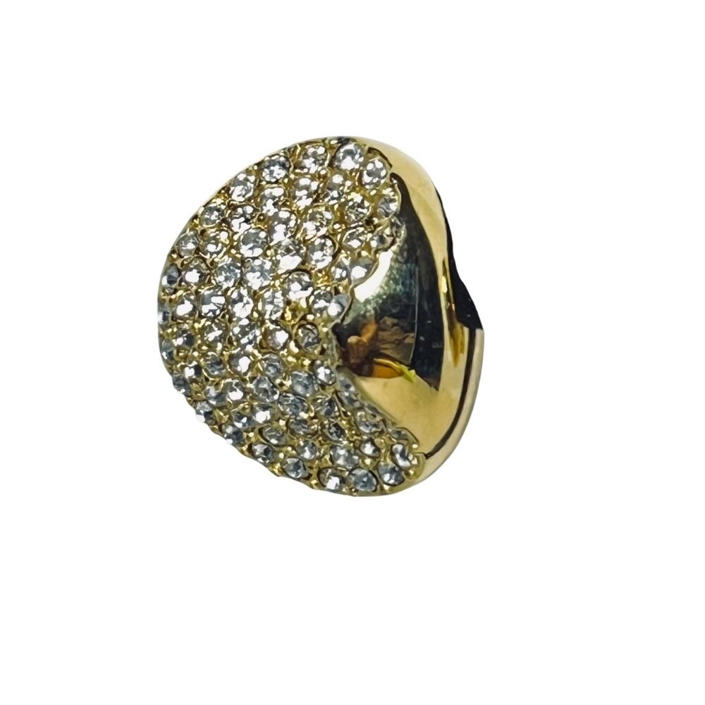 Blanca Gold Tone And Clear Rhinestone Clip On Earrings (6082) - Picture 2 of 7